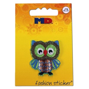 Aufbügler Eule grün Bügelapplikation